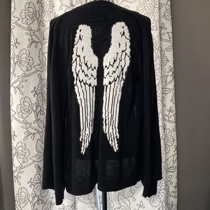 Black and White Angel Wing Girl Fly Away Cardigan